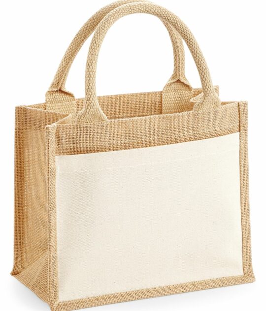 Shopper in Juta laminata con tasca in cotone