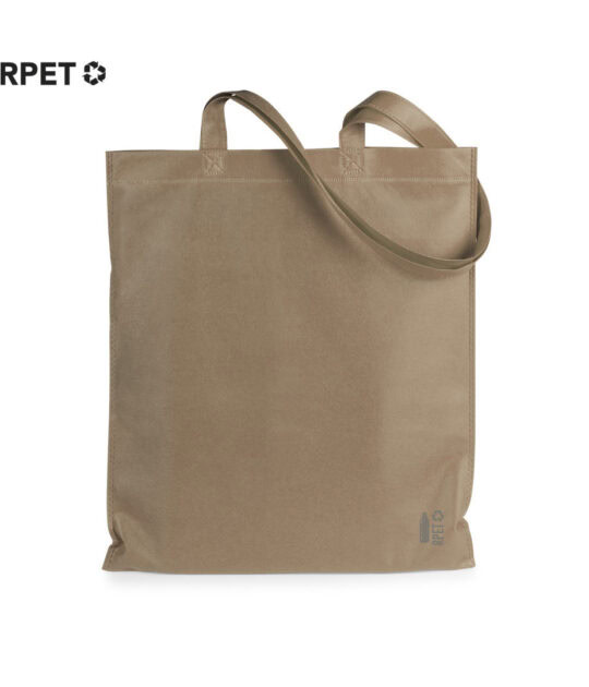 Borsa shopper in TNT RPET 70g/m2. Finiture termosaldate e manici lunghi rinforzati