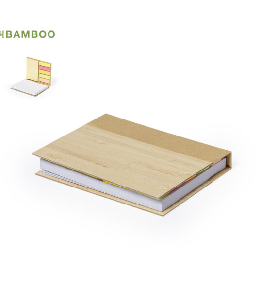 Block notes da 70 fogli con copertina rigida in bambù con postit adesiivi